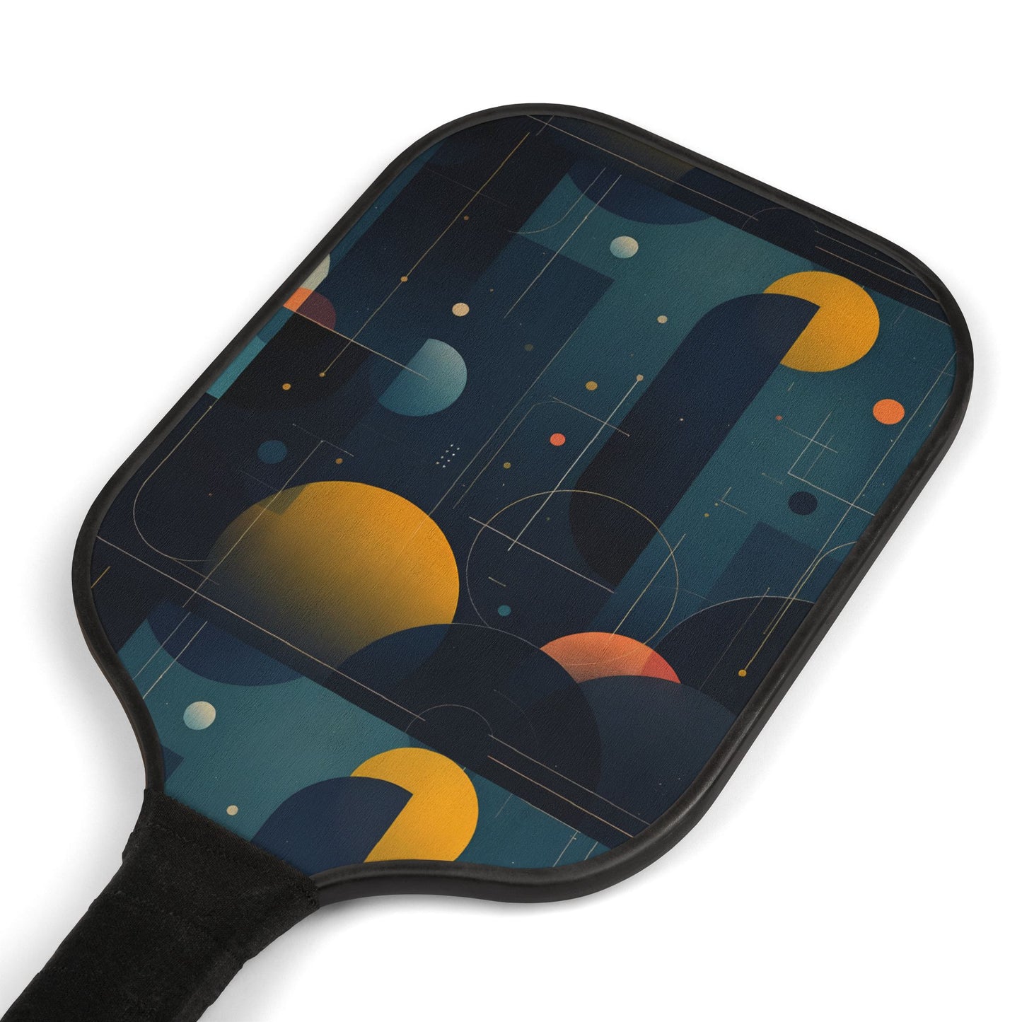 Stellar Grid Pickleball Paddle, Abstract Space Design with Neon Geometry