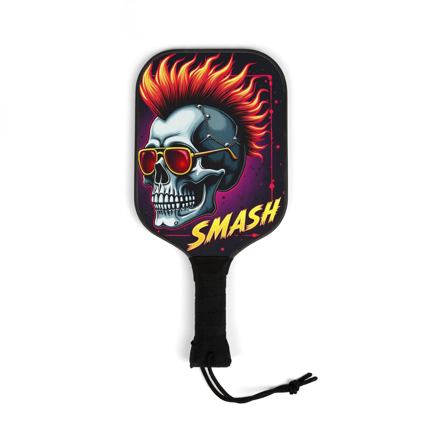 SMASH Skull Pickleball Paddle, Flaming Mohawk Design for Aggressive Play